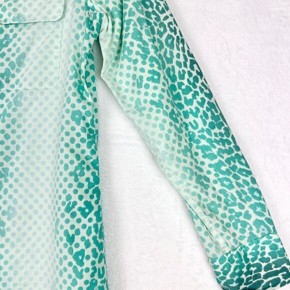 Equipment Femme Cotton Ombre Leopard Cheetah Button Up Shirt Size Small Teal - Picture 5 of 8